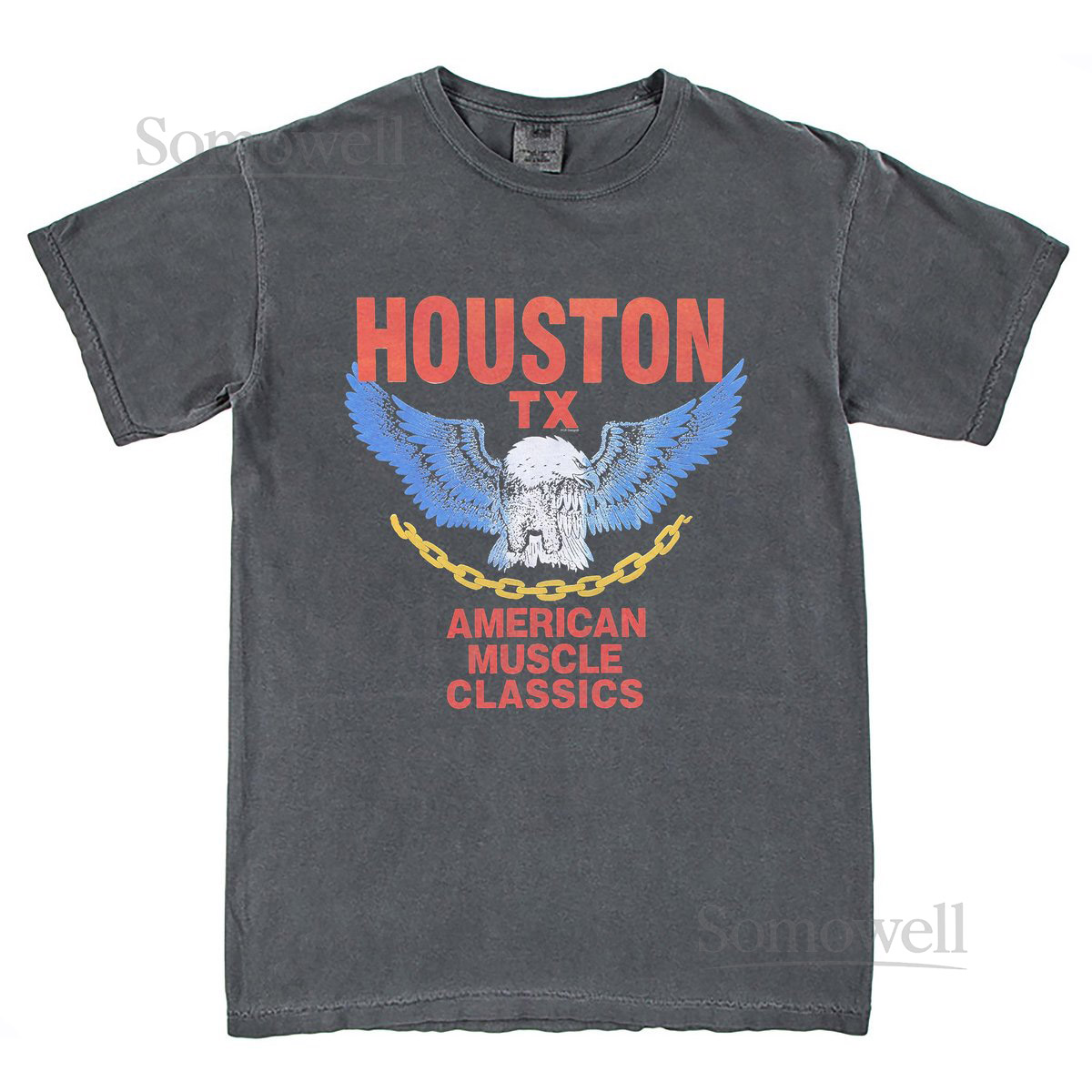 Retro American Muscle Car T-Shirt Houston Texas Cl_792