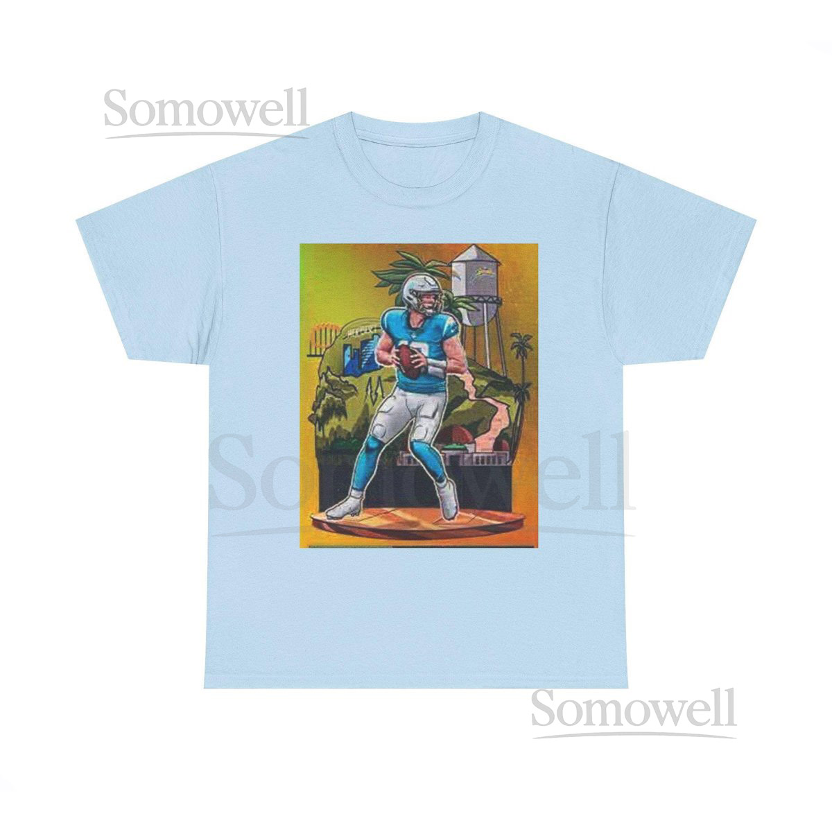 Justin Herbert Downtown T-Shirt Card Chargers Unisex Tee Football Fan Apparel Sports Shirt Men's Clothing Women's Fashion_230