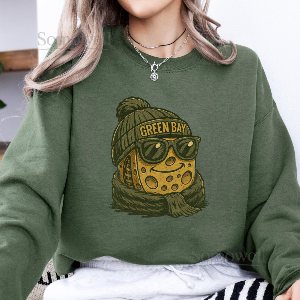 Green Bay Football Mascot Sweatshirt T-Shirt RetroVintage Sports Fan Shirt Retro Green Bay Game Day Crewneck Vintage Green Bay Fan Shirt_383
