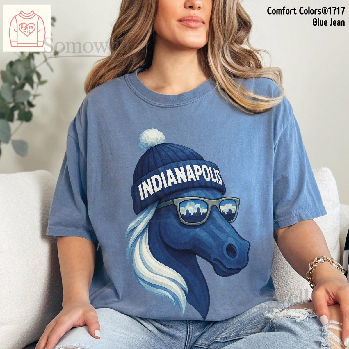 Comfort Colors Indianapolis Tshirt - Colt Watercolor Tee Football Gameday Shirt FamF_64