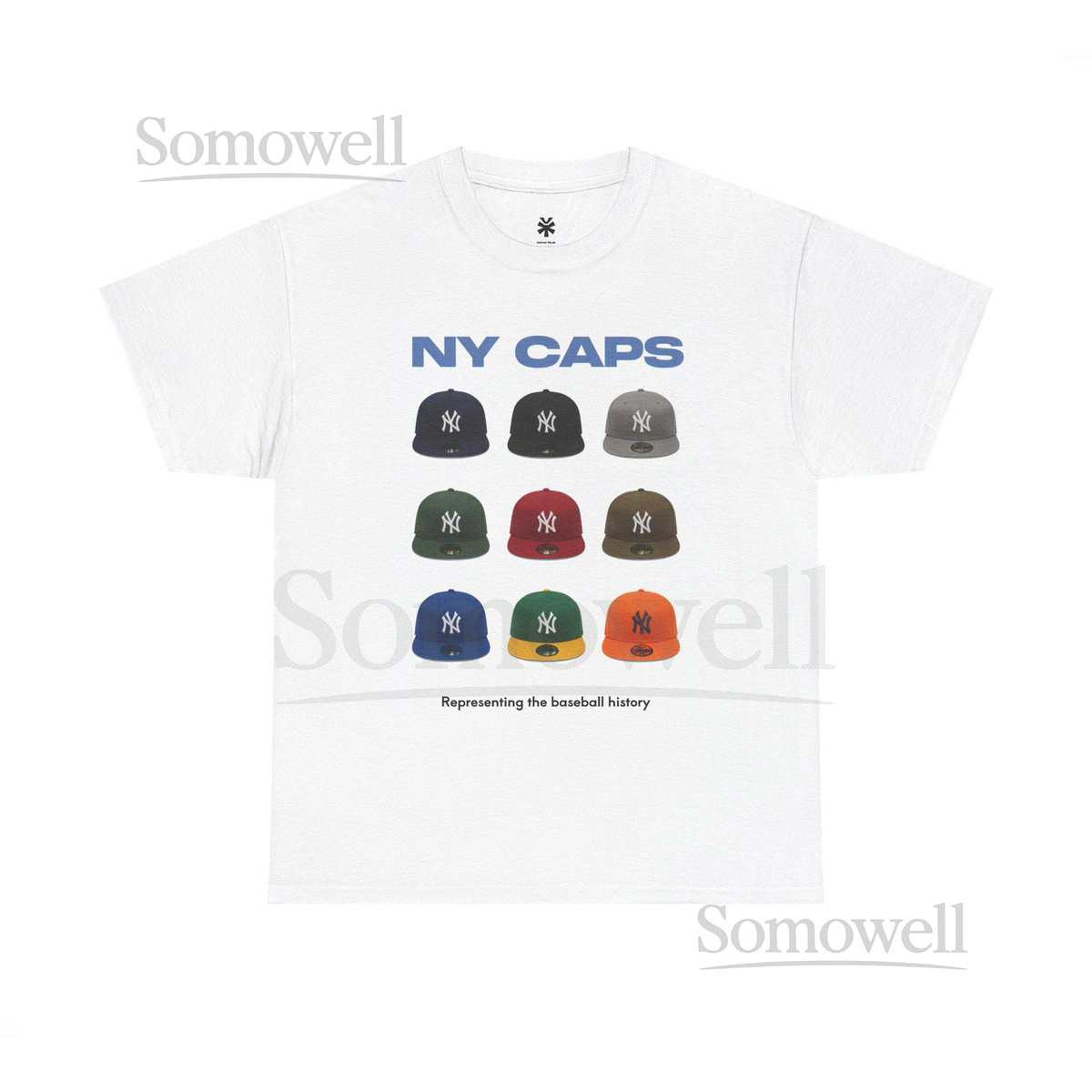 Vintage NY Caps Graphic Tee Retro Yankees Baseball Shirt_519