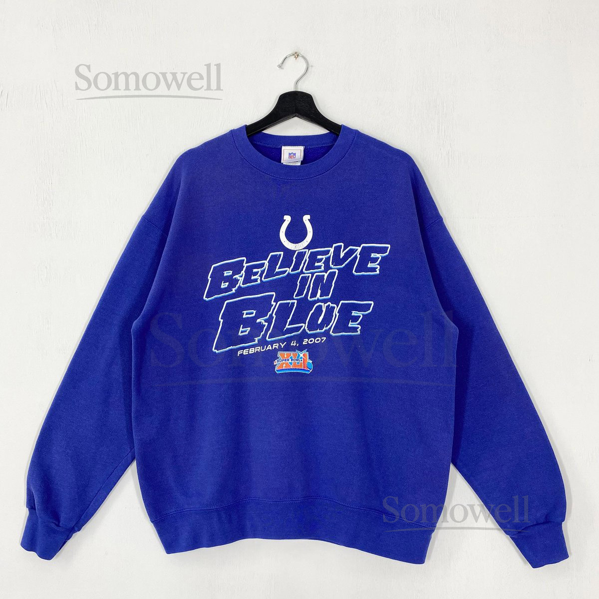 Vintage Indianapolis Colts Sweatshirt Crewneck Pullover Sportswear NFL Indianapolis Colts Print Logo Blue_989