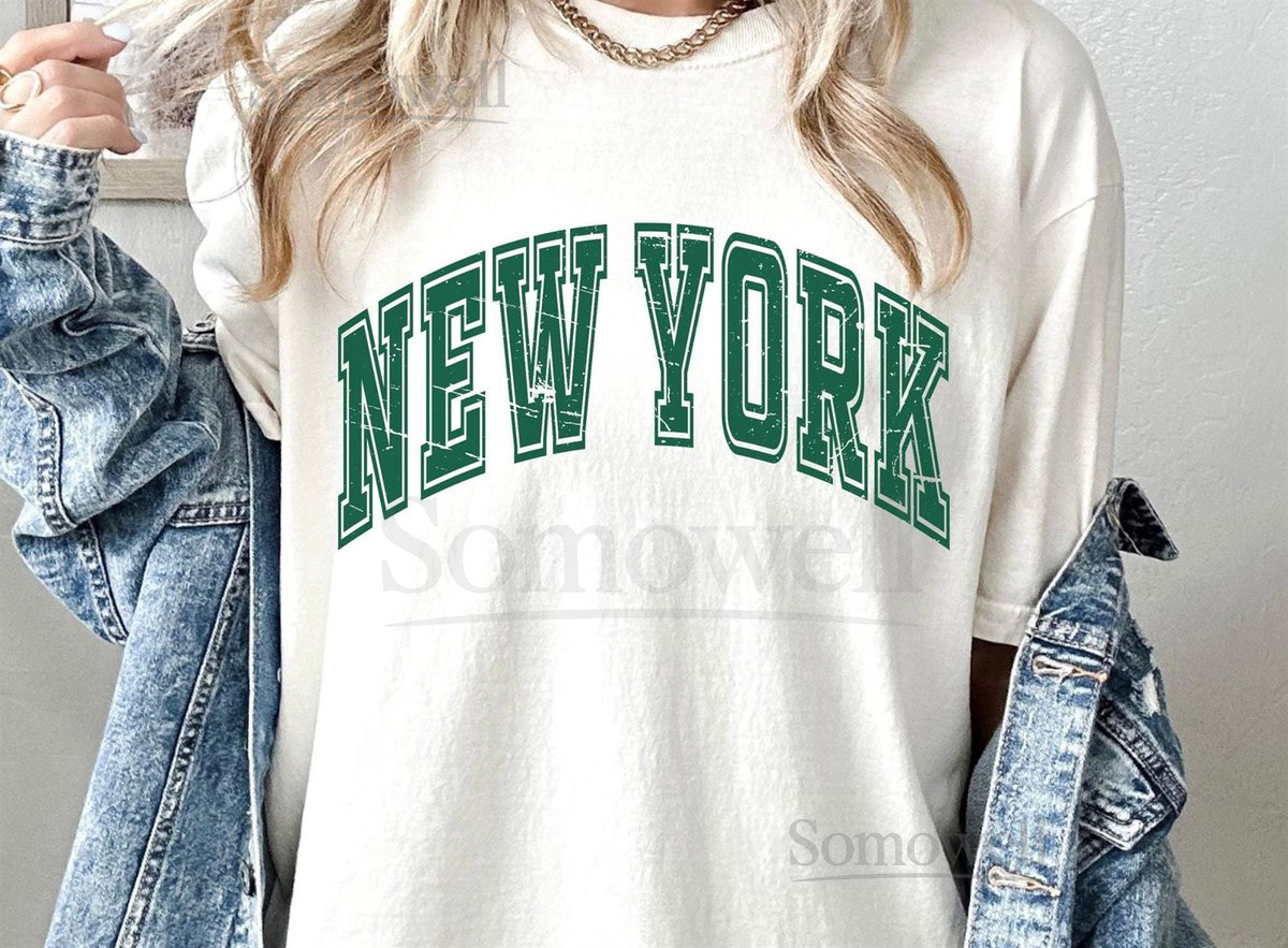 Vintage Football Shirt Retro New York Fan Tee Green and White Unisex Sports Top Game Day Outfit Football Gift_722
