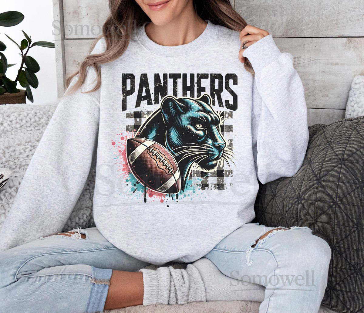 Panthers Football Shirt Carolina Game Day Fan Sweatshirt Black Mascot T-Shirt and Hoodie_815