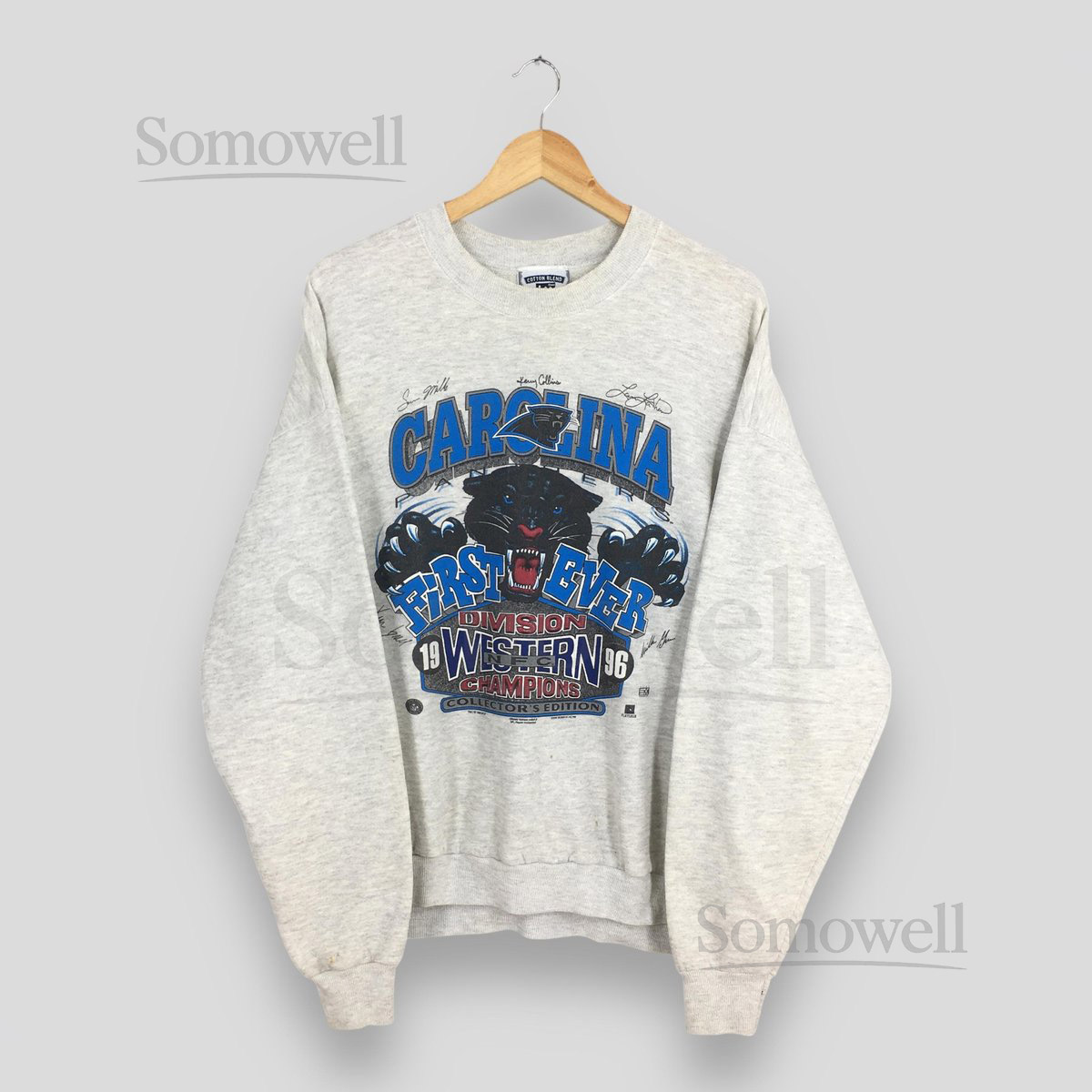 Vintage Carolina Panthers NFL Football Sweatshirt XLarge Carolina Panthers National Football Printed Logo Sweater Panthers Rugby Crewneck XL_1043