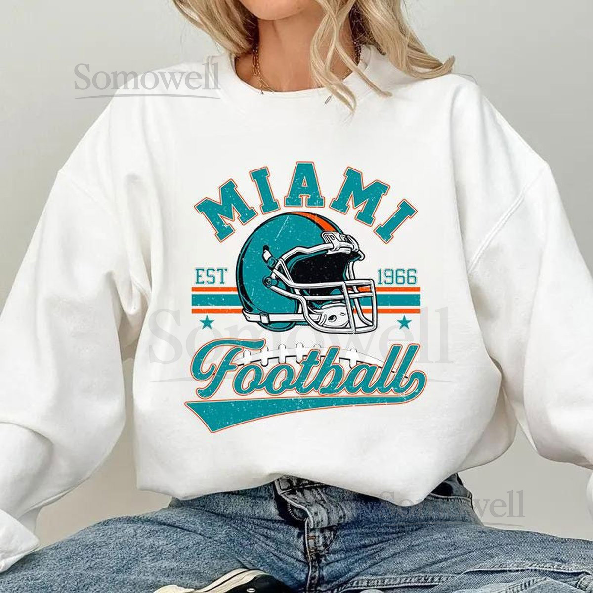 Vintage 90s Style Miami Football SweatShirt Miami Football Women Shirt Game Day Shirt Miami Football Shirt Miami Football Gift Shirt_623