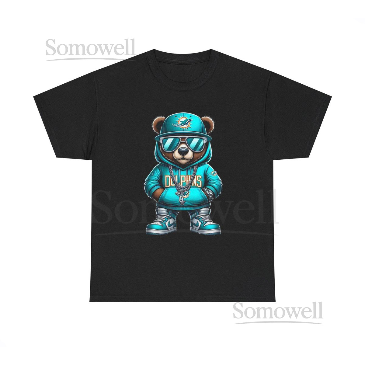 Miami Dolphins NFL Football Cool Bear Graphic Tee Unisex Heavy Cotton Shirt Casual Wear Gift for Him or Her Summer Style_422