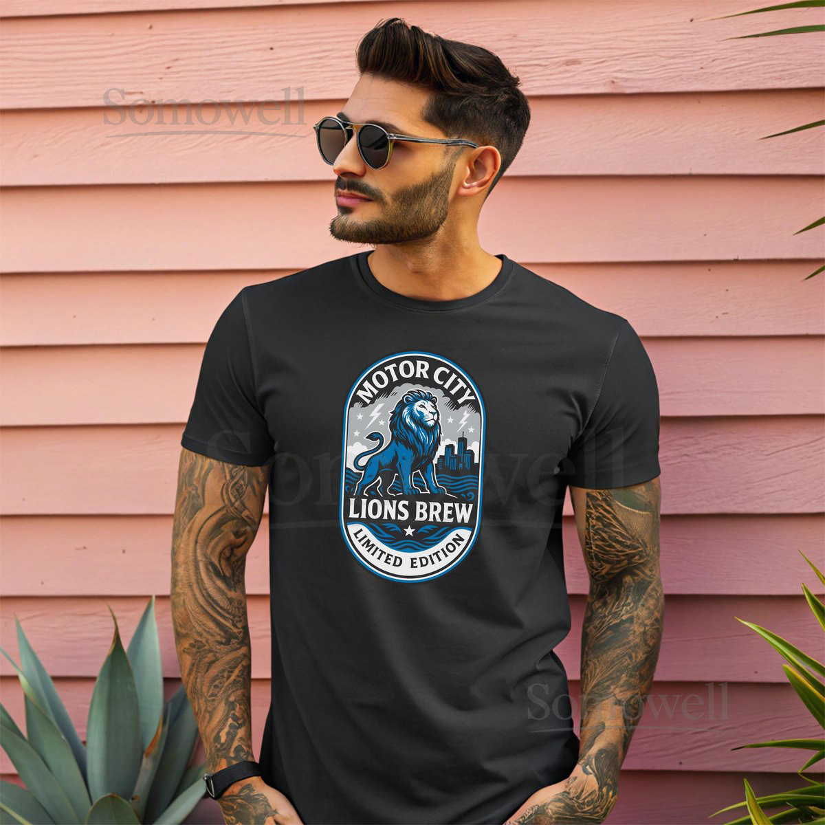 Motor City Lions Brew T-Shirt Detroit Football Graphic Tee_606