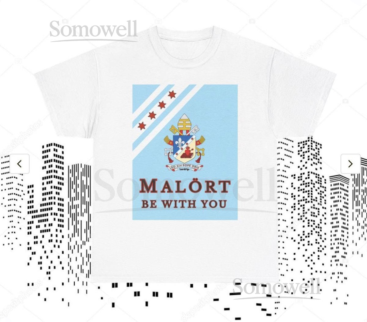 LeoDrip Chicago T-Shirt Malört Be With You Pope Leo Chicago Flag Design_576