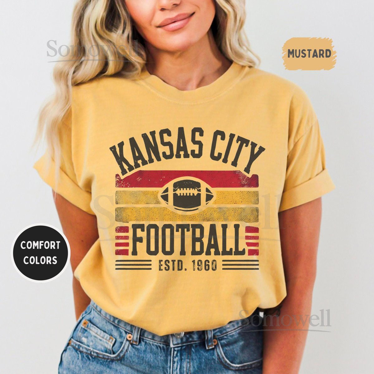Kansas City Comfort Colors T-shirt Unisex Tee Football Fan Shirt Vintage Style Kansas Shirt Game Day Apparel_328