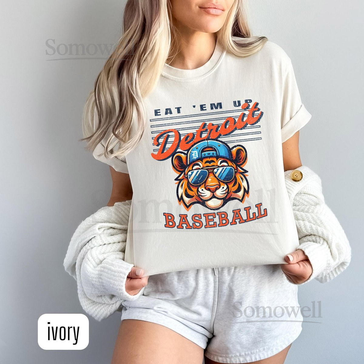 Detroit Baseball T-Shirt Eat 'Em Up Motor City - Comfort Colors_144