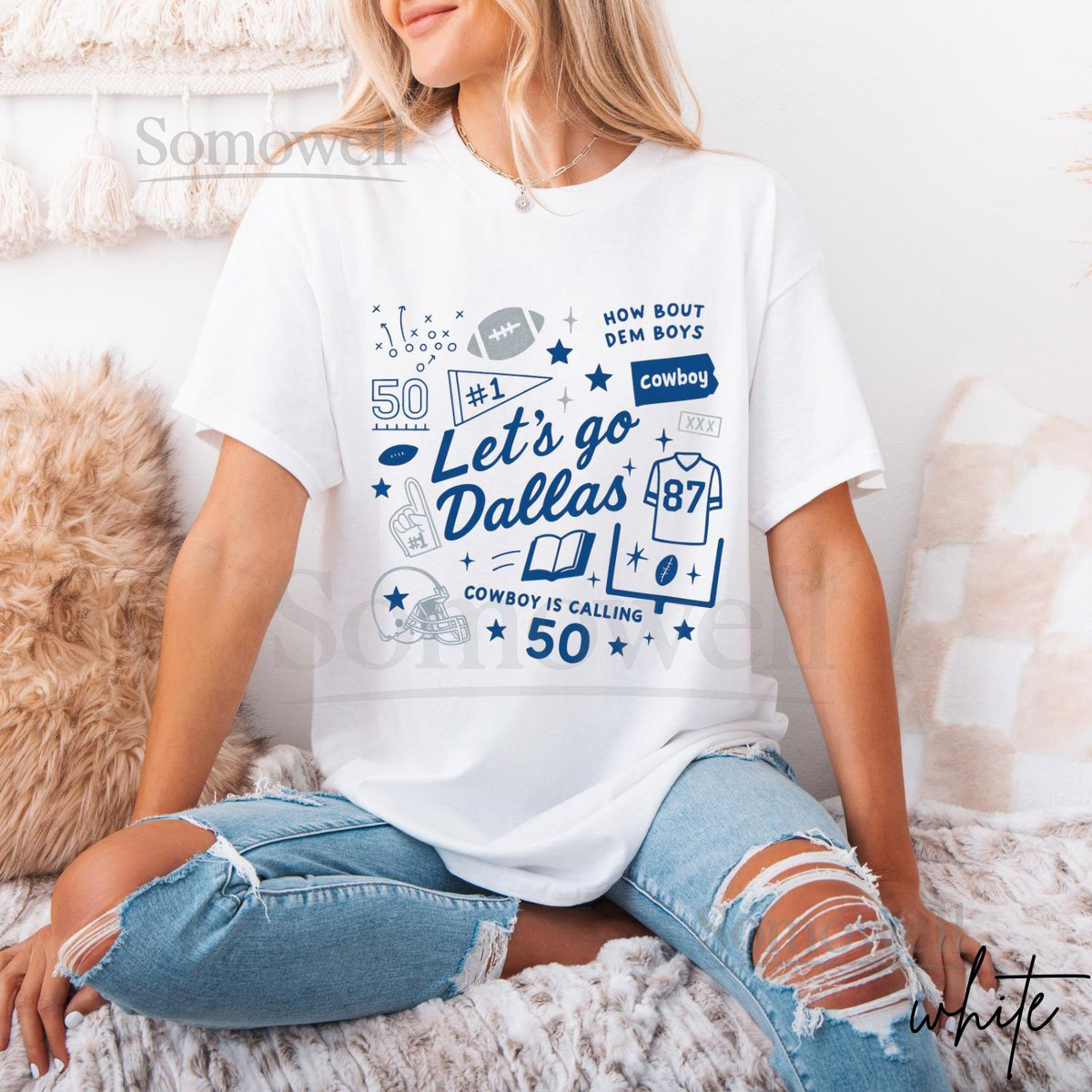 Let's Go Dallas Football Shirt Gift for Dallas Football Fan Game Day Cowboy Shirt Game Day Gear Football Tee Retro Gift for Her_410