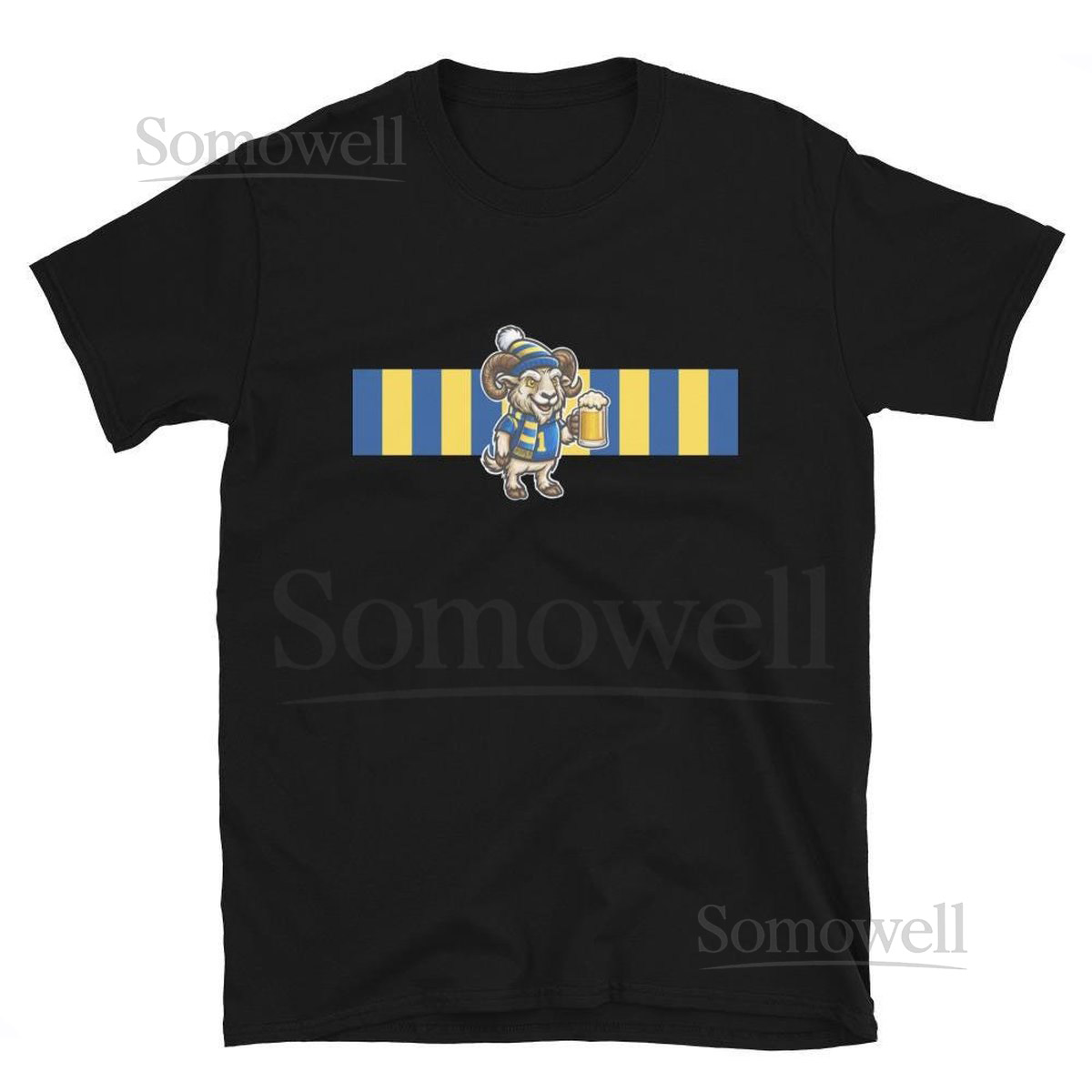 Ram Blue Yellow Stripes Cartoon Style Inspired Artwork Short-Sleeve Unisex T-Shirt_696