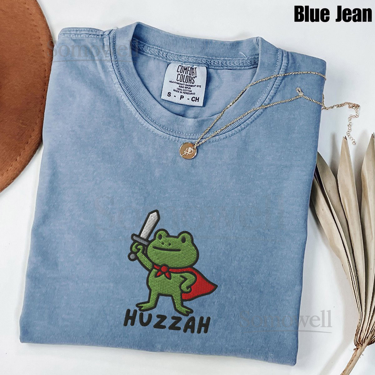 Embroidered Huzzah Frog with Sword Tee Embroidered Medieval Frog Shirt Comfort Colors 1717 Funny DnD T-Shirt Renaissance Faire Frog Gift_75