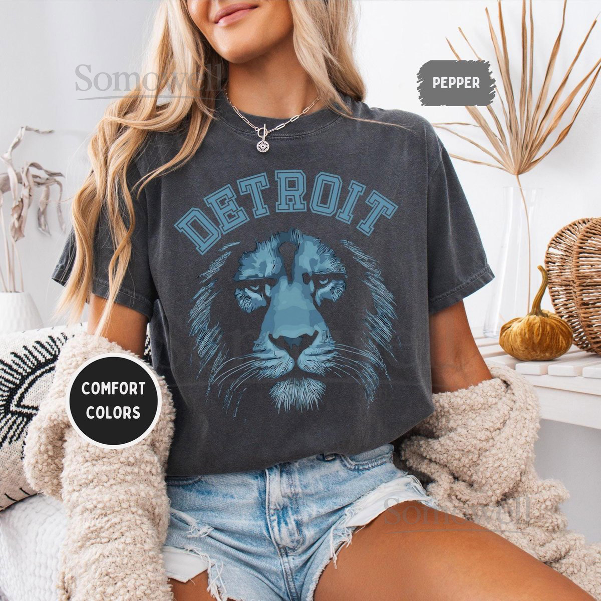 Retro Detroit Football Comfort Colors Unisex T-shirt Vintage Style Tee Sports Fan Apparel Distressed Graphic Shirt Casual Football Tee_715
