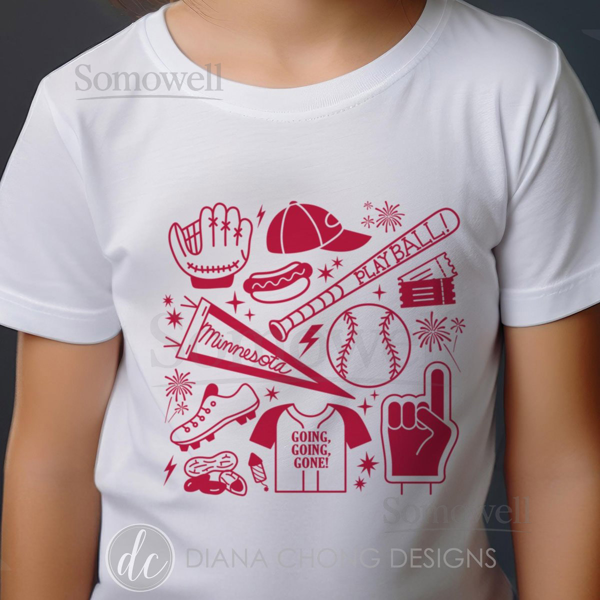 Kids Minnesota Baseball T-Shirt Unisex Blue White Graphic Tees_529