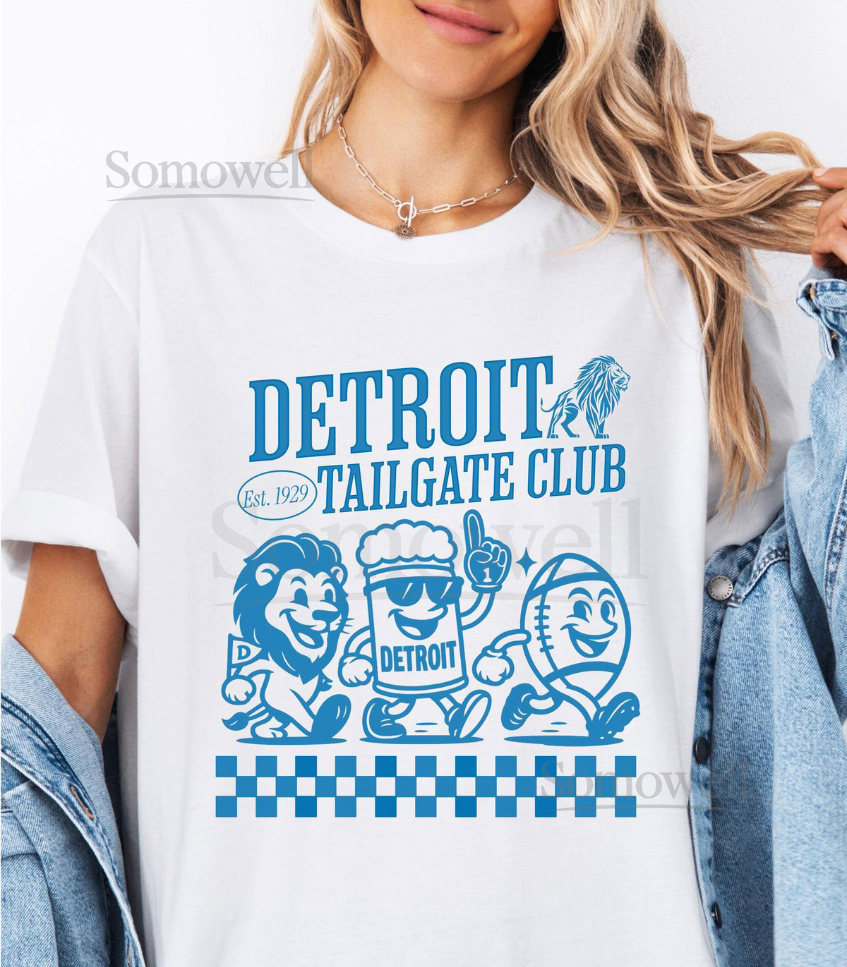 Detroit Football T-Shirt Retro Lion Tailgate Tee - Unisex_161