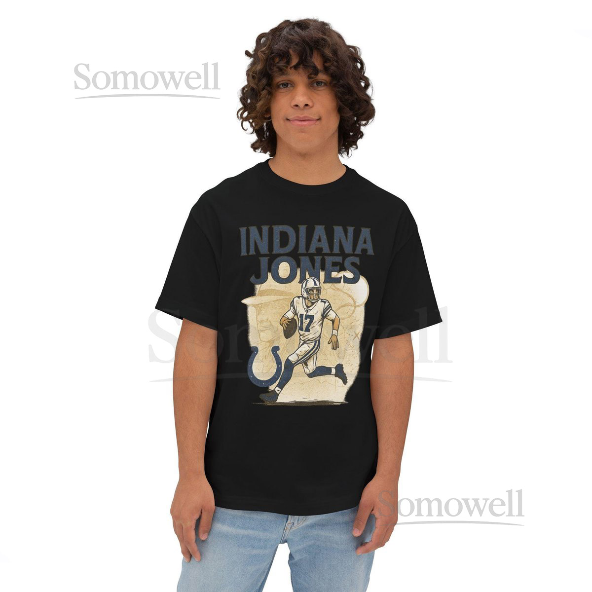 Vintage Daniel Jones Indiana Colts Tee Unisex Box Tee Shirt Oversized Boxy Tshirt Gift Retro Sports Fan Top Football Memorabilia A_946