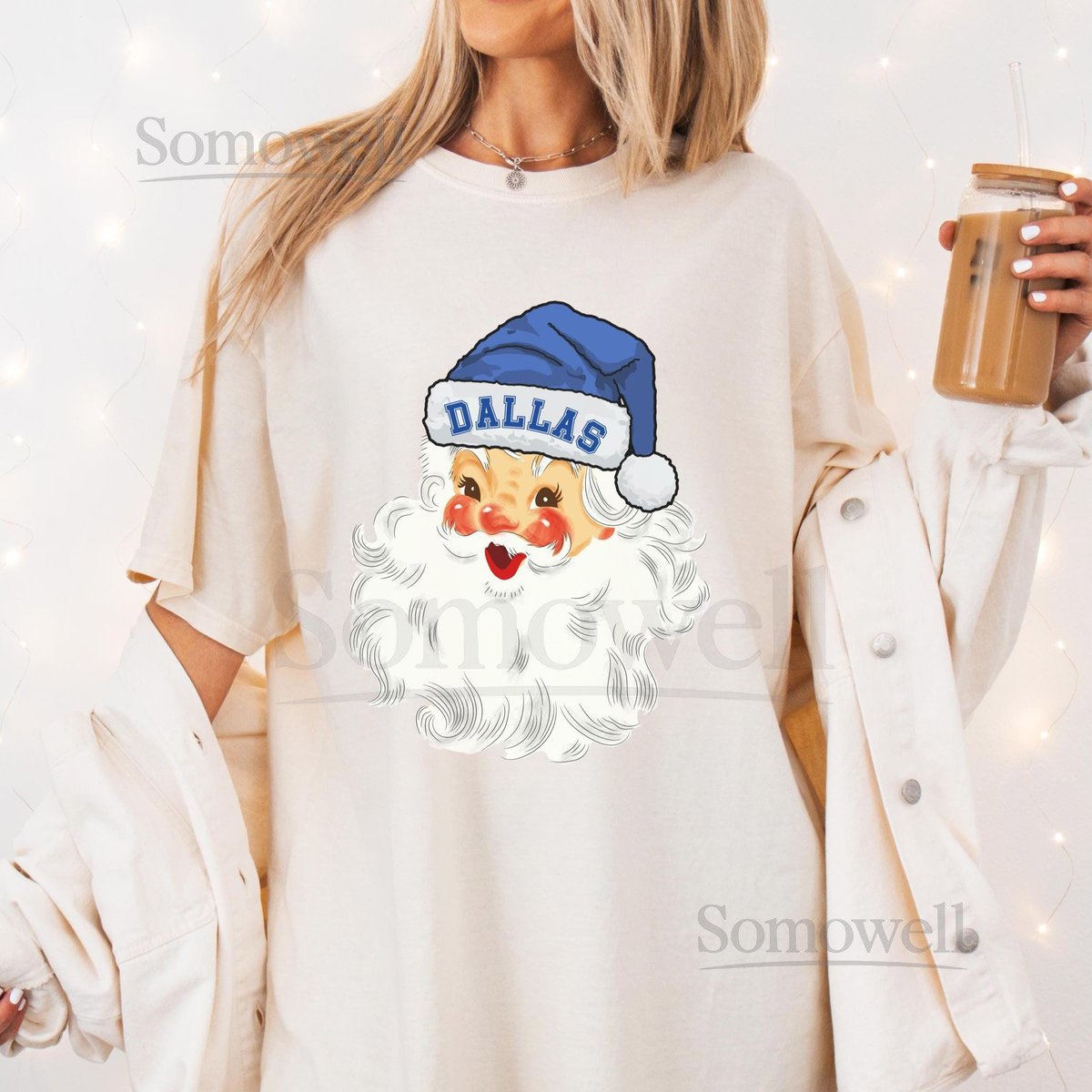 Santa Claus Dallas Football Fan Unisex T-shirt Cowboy Attire Christmas Shirt Comfort Colors Tee Holiday Apparel Festive Fan Gift_447