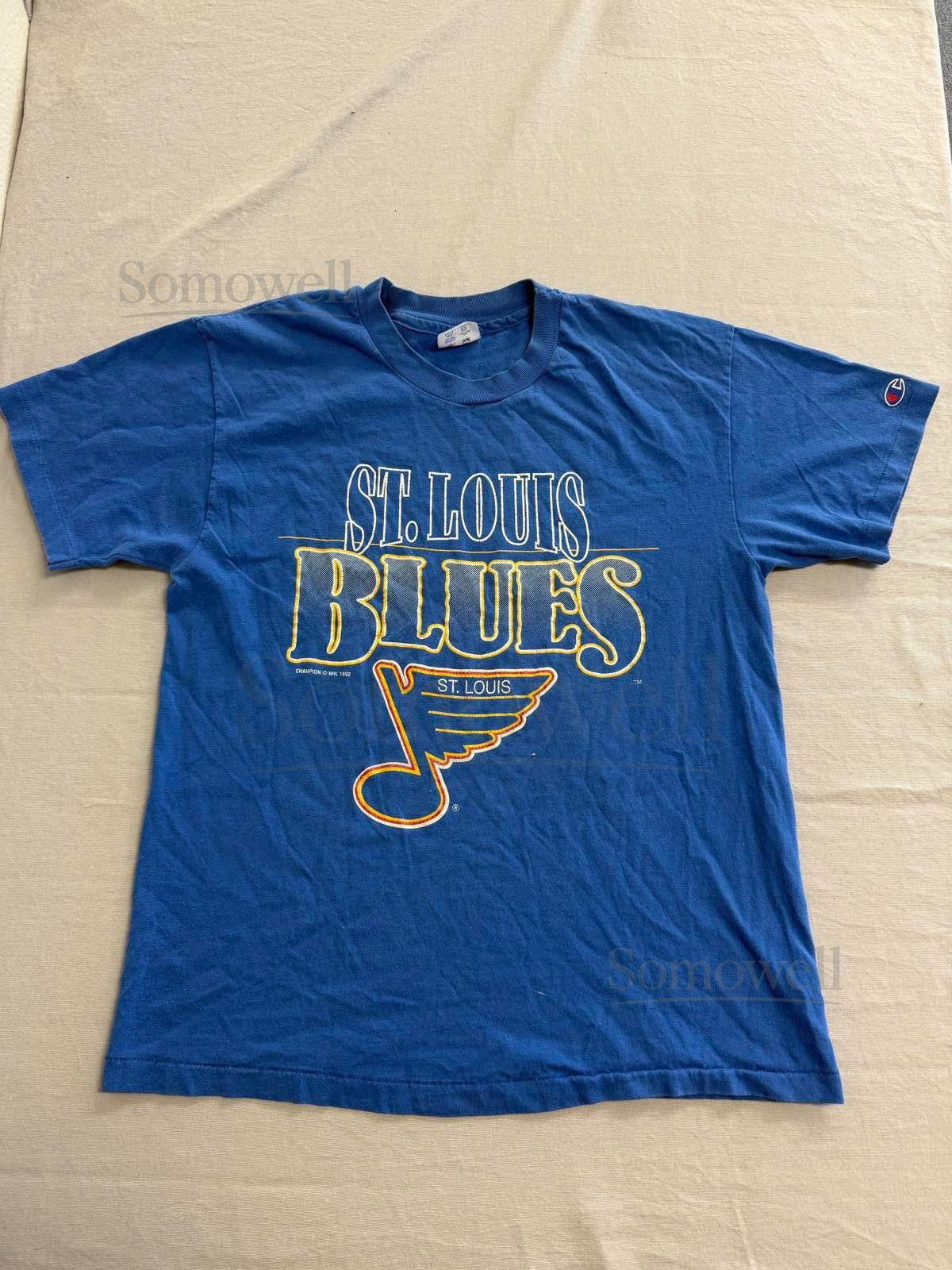 Vintage St Louis Blues Hockey T-shirt 1992 Hockey Tee - L_759