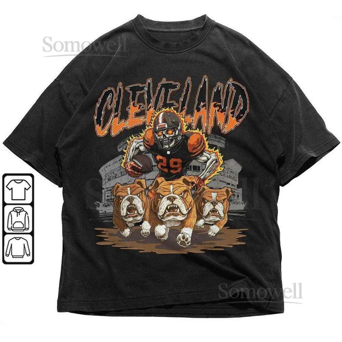 Cleveland Football Skull Shirt Retro Vintage Skeleton Angry Dogs Football Gift Unisex Shirt Trendy Minnesota Football Fan Shirt_299