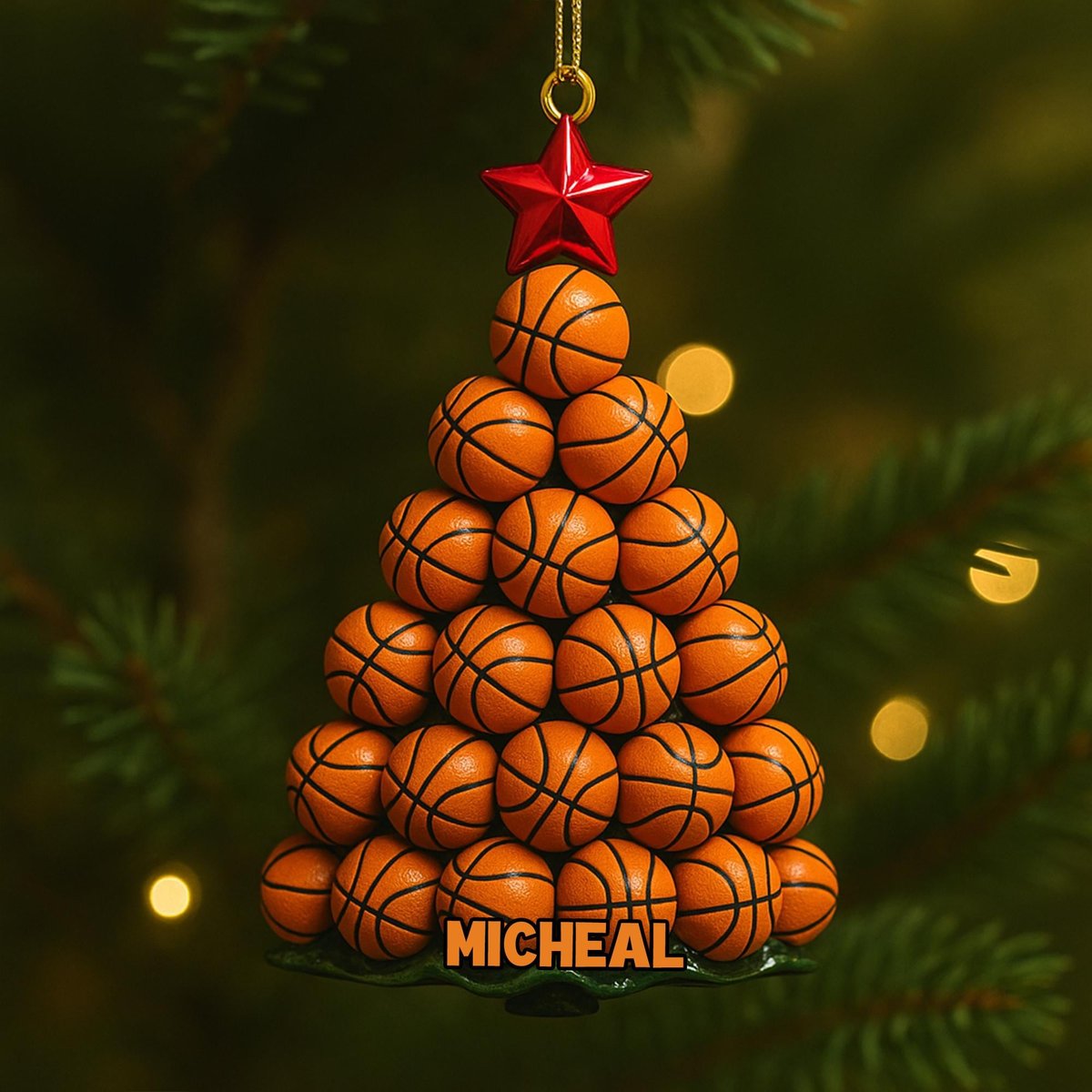 Personalized Basketball Christmas Tree Ornament Basketball Hoop Christmas 2D Flat Ornament Basketball Dad Custom name OrnamentBaseketball