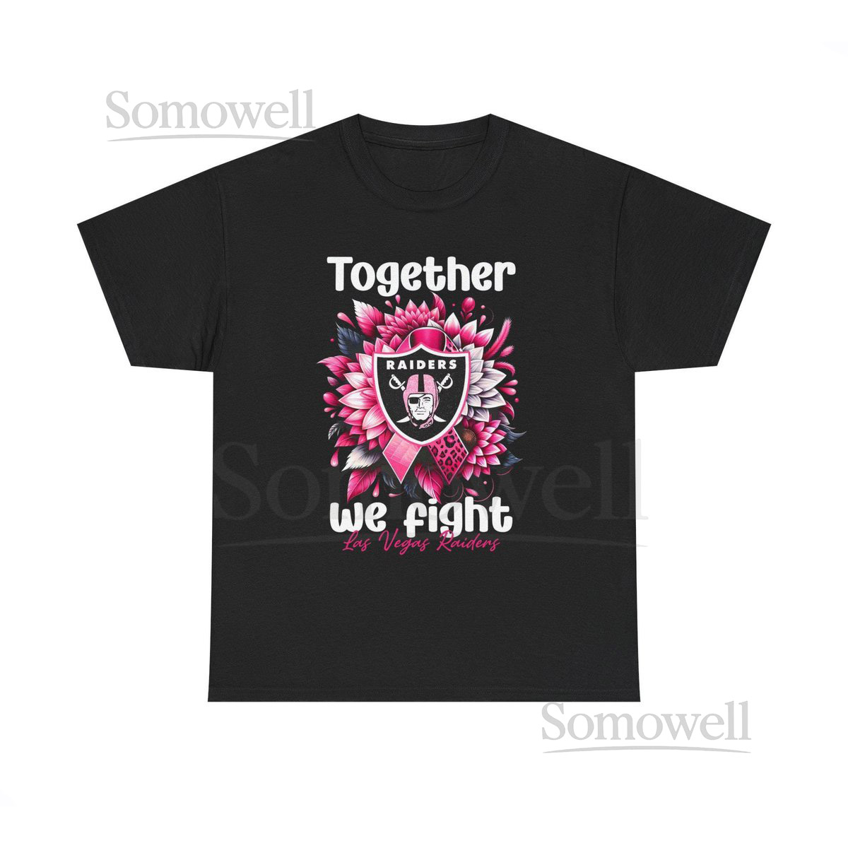 Raiders breast cancer Floral Unisex Heavy Cotton Tee Casual Wear Game Day Shirt Gift for Fans Sporty Fashion Specialty Cotton T-Shirt_679