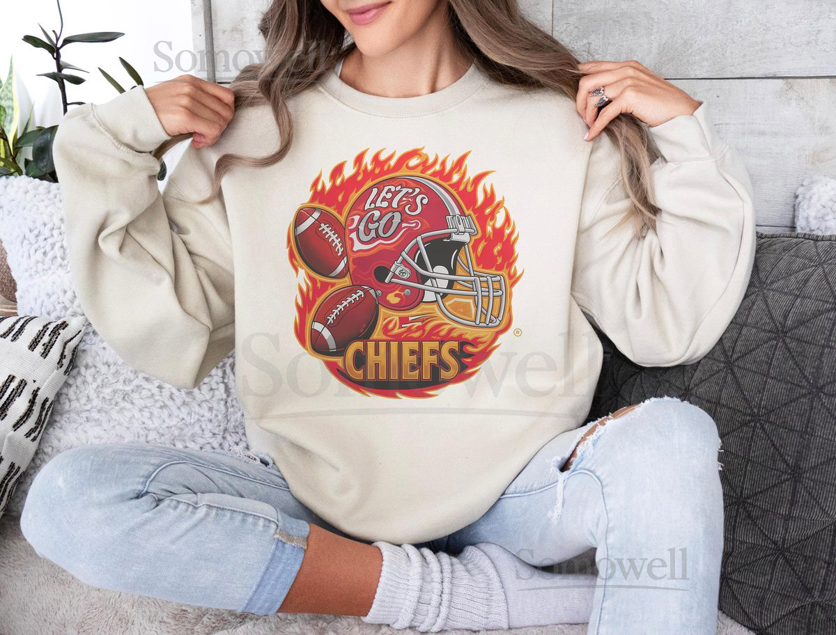 Kansas City Football Shirt Chiefs Game Day Fan T-Shirt Flame Helmet Sweatshirt or Hoodie_36