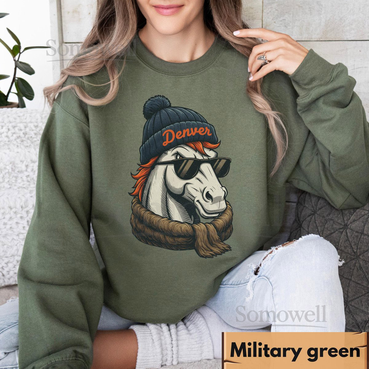 Denver Football Vintage Mascot Sweatshirt T-Shirt Retro Denver Football Crewneck Shirt Broncos Football Fans Gift Sunday Football_360