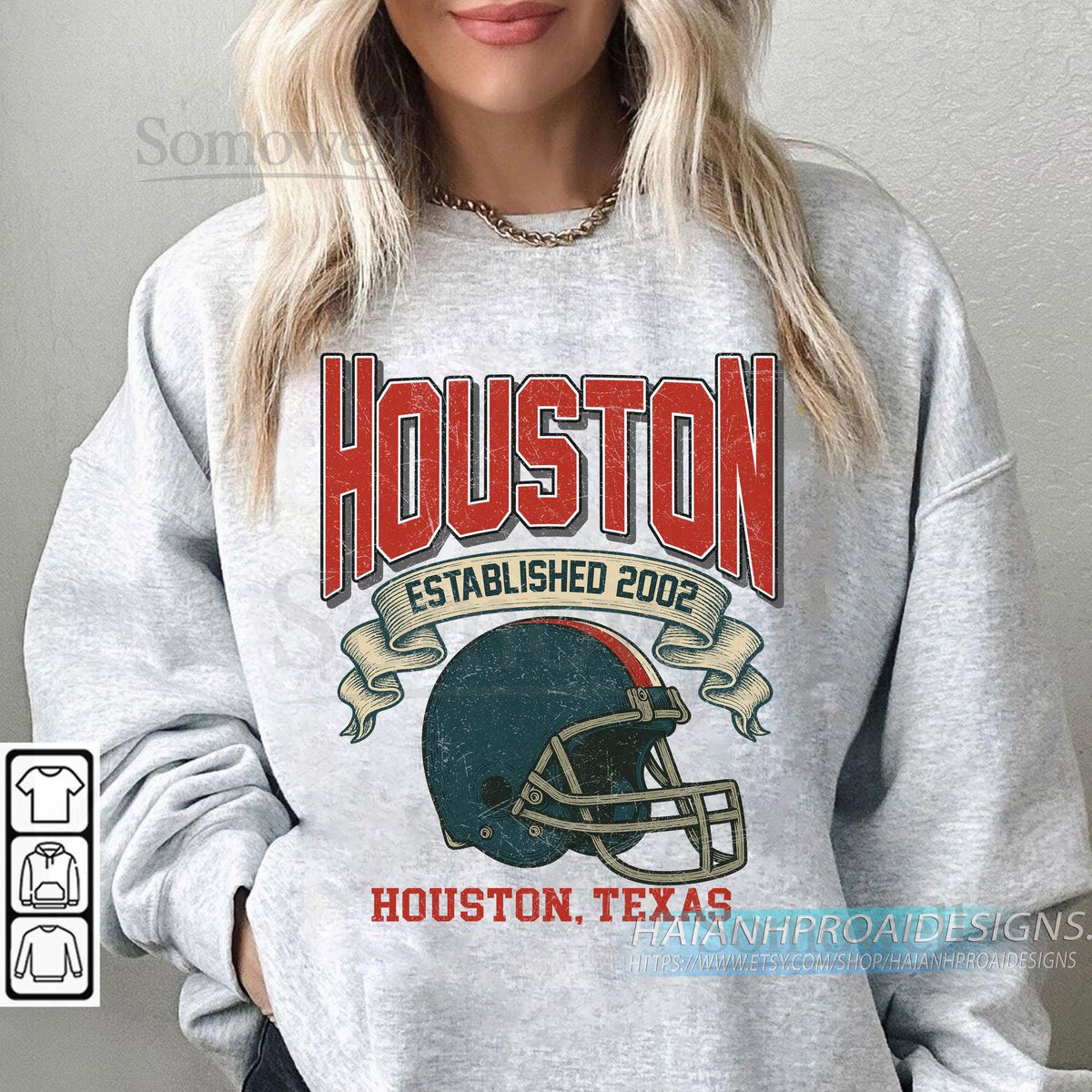 Houston Football 2002 Vintage Sweatshirt Retro Sports Helmet Crewneck Classic Texas Pride Fan Sweater Game Day Gift_223
