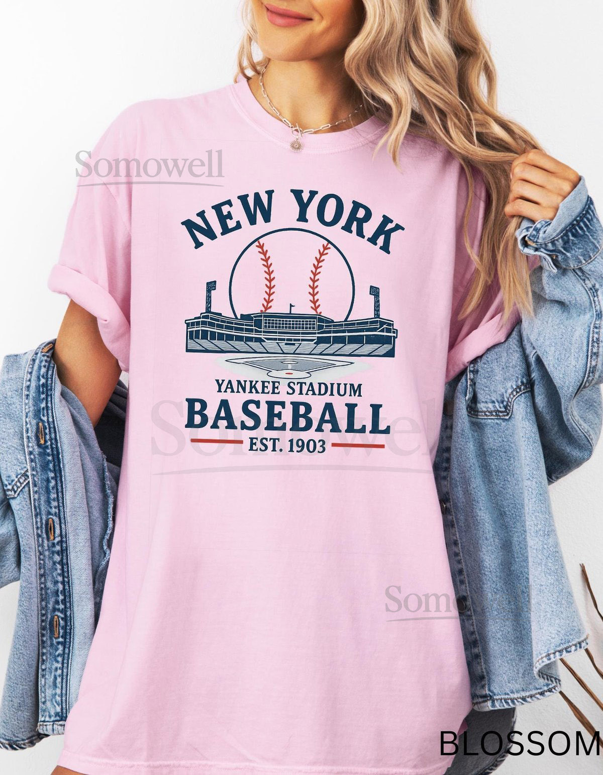 Classic Baseball Shirt Comfort Colors Cotton Vintage New York Stadium Tee_211