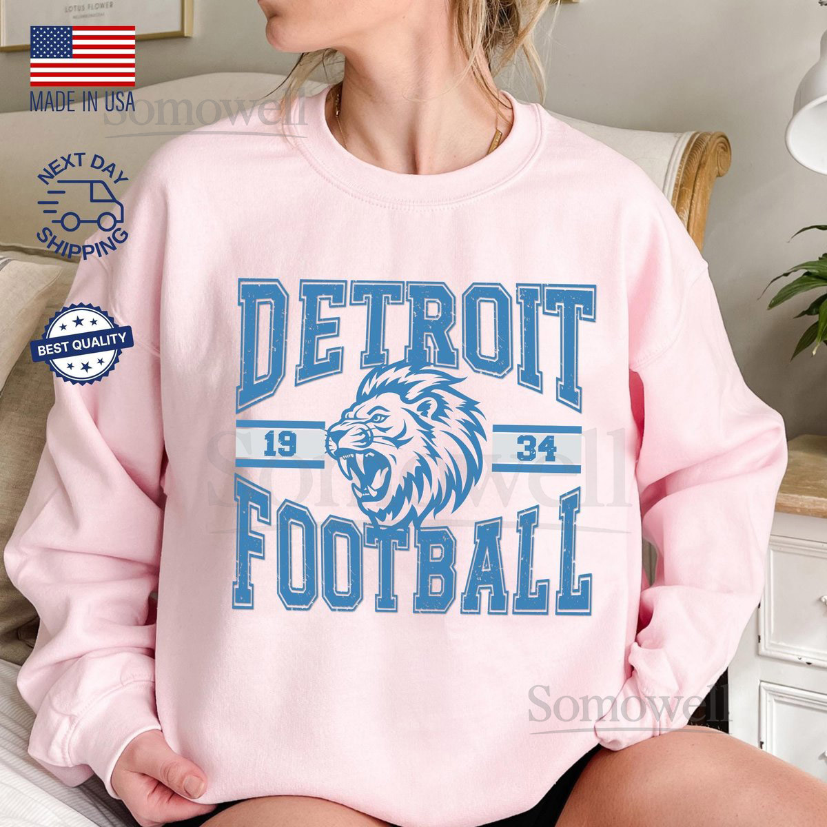 Game Day Sweatshirt Cool Detroit Fan Apparel Shirt Vintage Lion Football Hoodie Lions Football Graphic Tee Cozy Detroit Game Day Tee_351