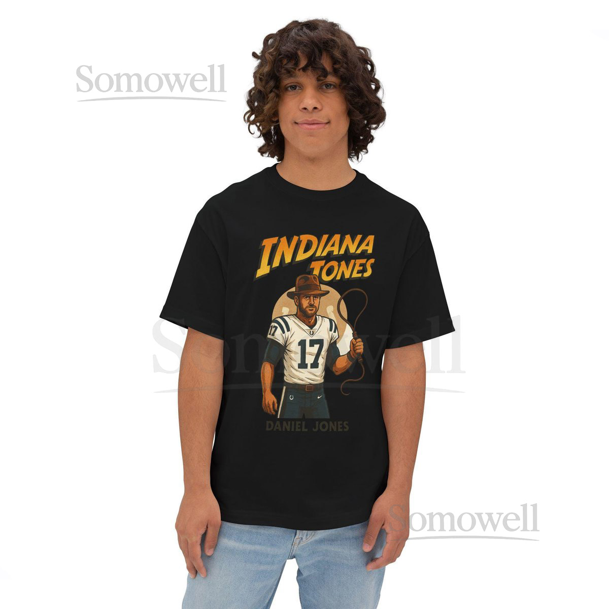 Retro Daniel Jones Indiana Colts Tee Unisex Box Tee Shirt Oversized Boxy Tshirt Gift Retro Sports Fan Top Football Memorabilia A_793