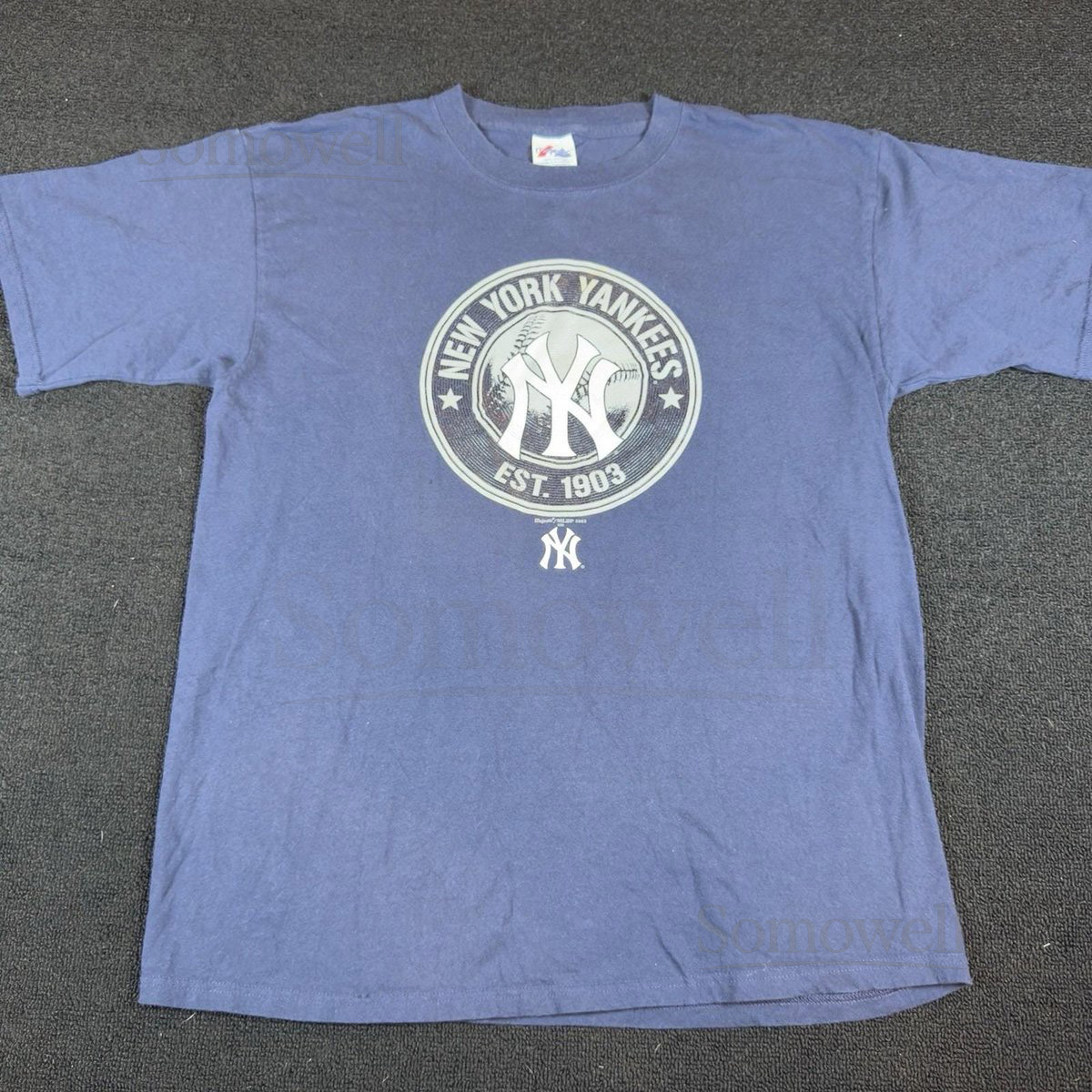 Vintage New York Yankees Shirt Mens XL Blue White MLB Baseball 2003 Logo Y2K Tee_509