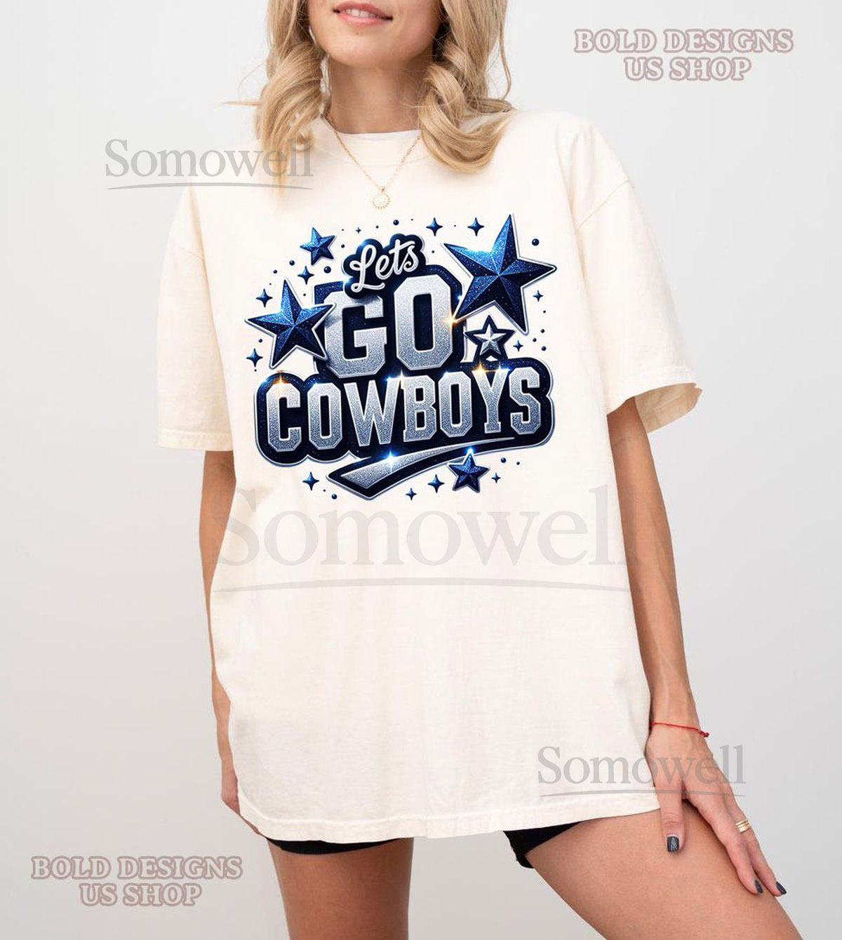 Vintage Lets Go Cowboys Football Comfort Colors Shirt Cowboys Shirt Football T shirt Cowboys Game Day Tshirt Women's Football Season Tee_598