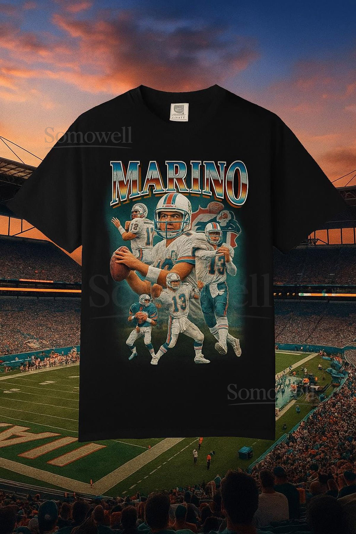 Retro Football Tee Vintage Sports Shirt Miami Fan Gift Throwback Football Apparel Dan Marino Bootleg Design_536