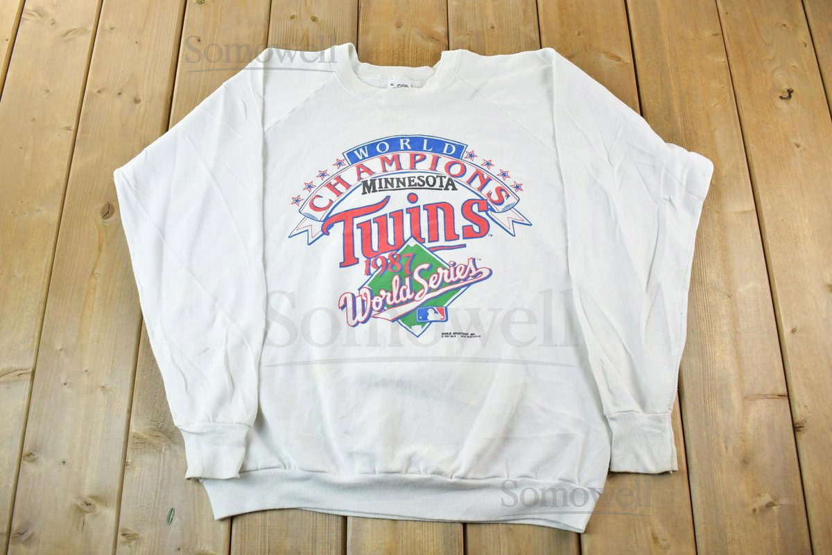 Vintage 1987 Minnesota Twins World Champions MLB Crewneck Sweatshirt Men's XL Made In USA Baseball Sportswear_861