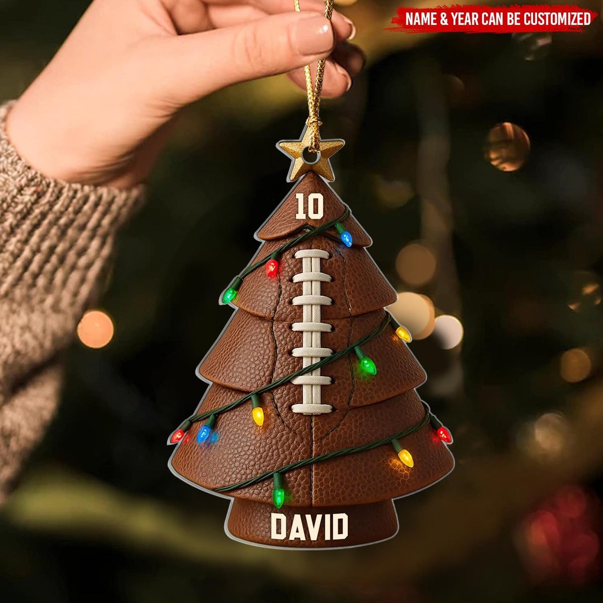 Football Christmas Decor With Name Number - Personalized American Football Christmas Ornament with NameCustom Name Holiday TreeXmas Gift