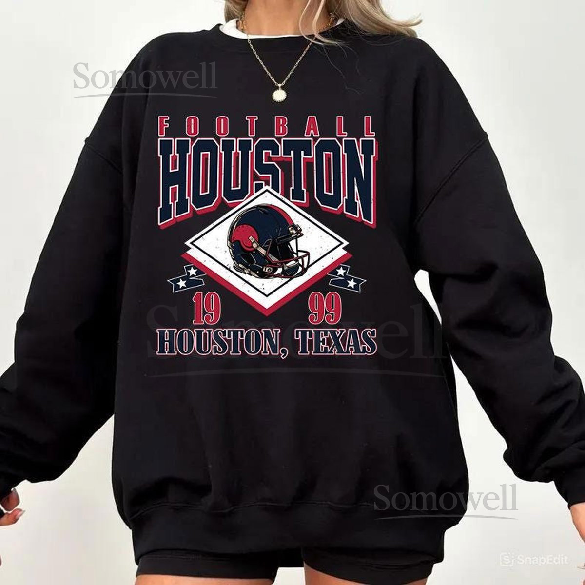Vintage style Houston Football SweatshirtSunday Football Shirt 90s Style Sports Fan Sweater Unisex Cozy Crewneck Football _1028