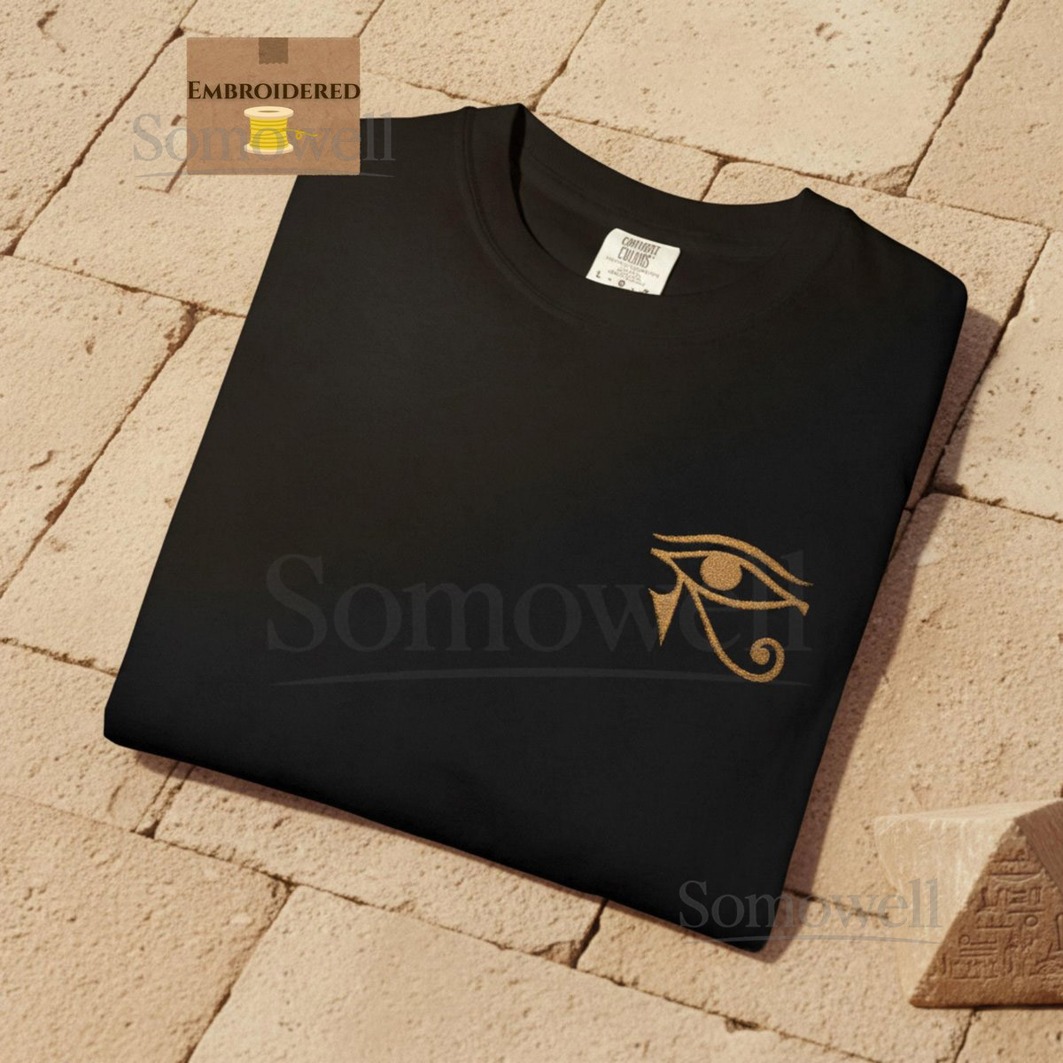 Eye of Horus Embroidered T-Shirt Ancient Egypt Protection Minimalist Spiritual Comfort Colors Shirt_109