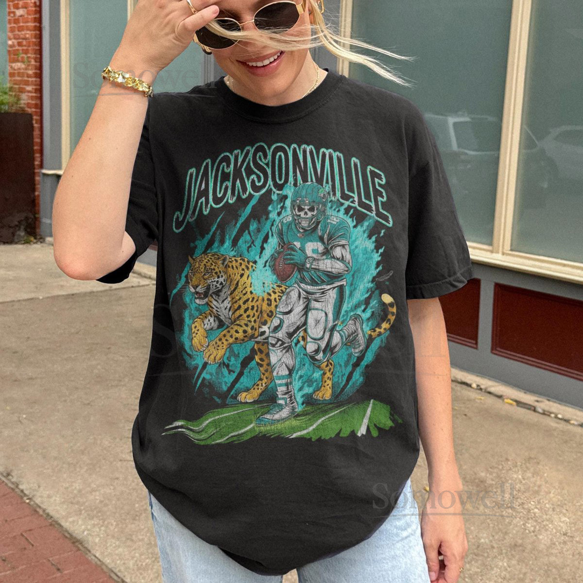 Jacksonville Football T-Shirt Vintage Jaguars Football Graphic Tee Sunday Game Day Shirt Fan A_627