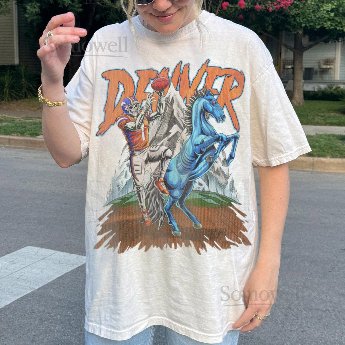 Retro Denver Football T-Shirt Broncos Sunday Football Graphic Tee Game Day Football Shirt Broncos Fan Gift_442