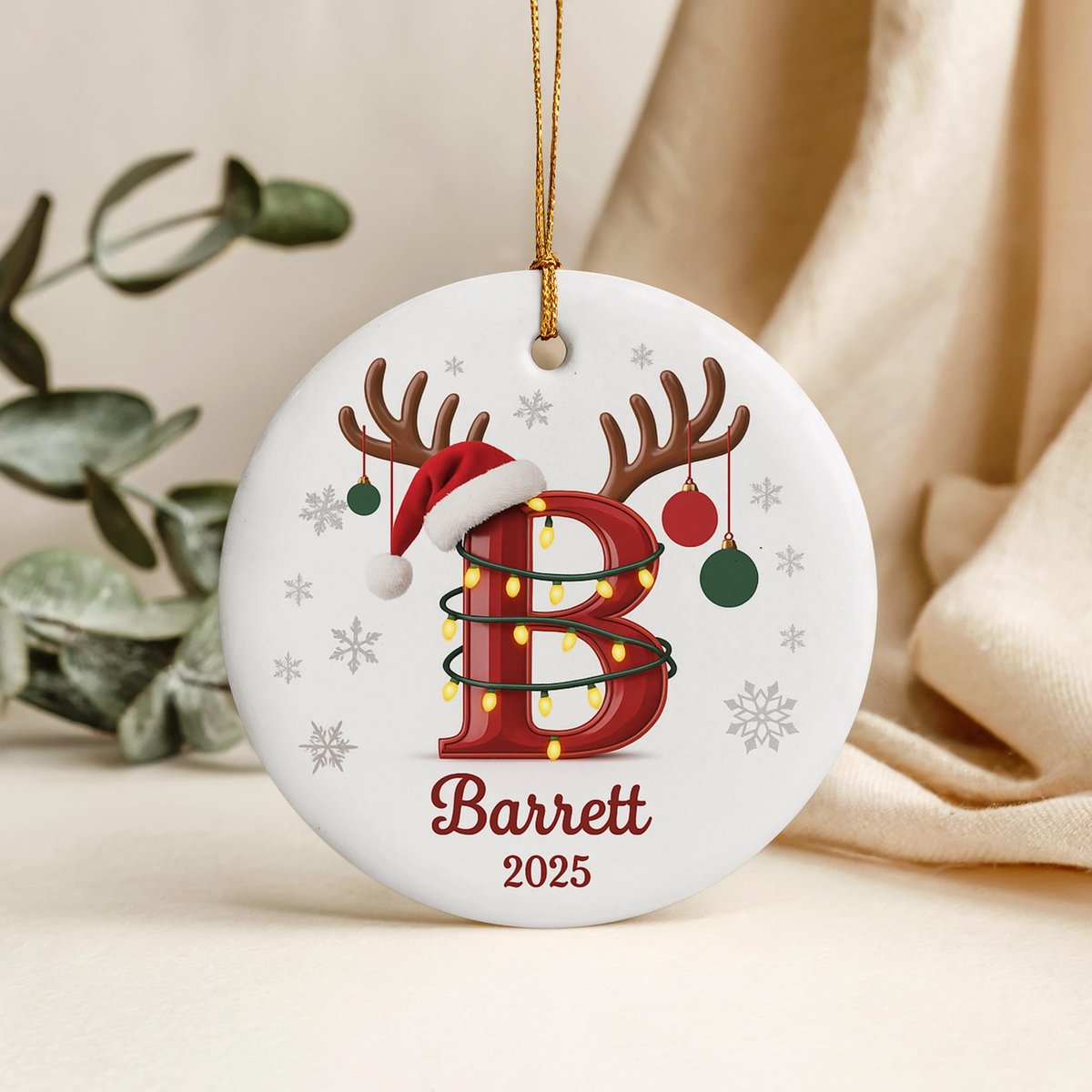 Personalized Letter Name Ornament 2025 Christmas Family Keepsake Custom Name Christmas Sublimation 2025 Family Name Christmas Ornament