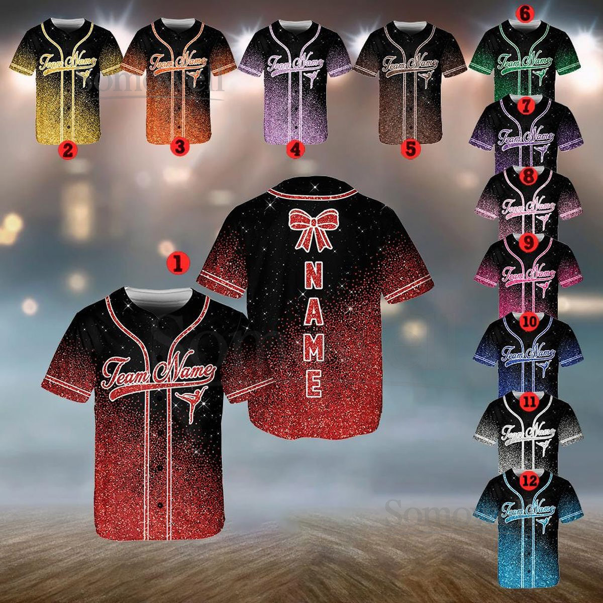 Personalized Glitter Baseball Jersey Shirt Custom Team Name Number Sparkle Softball Jersey Women Men Cheer Dance Team Gift Matching Outfit_117