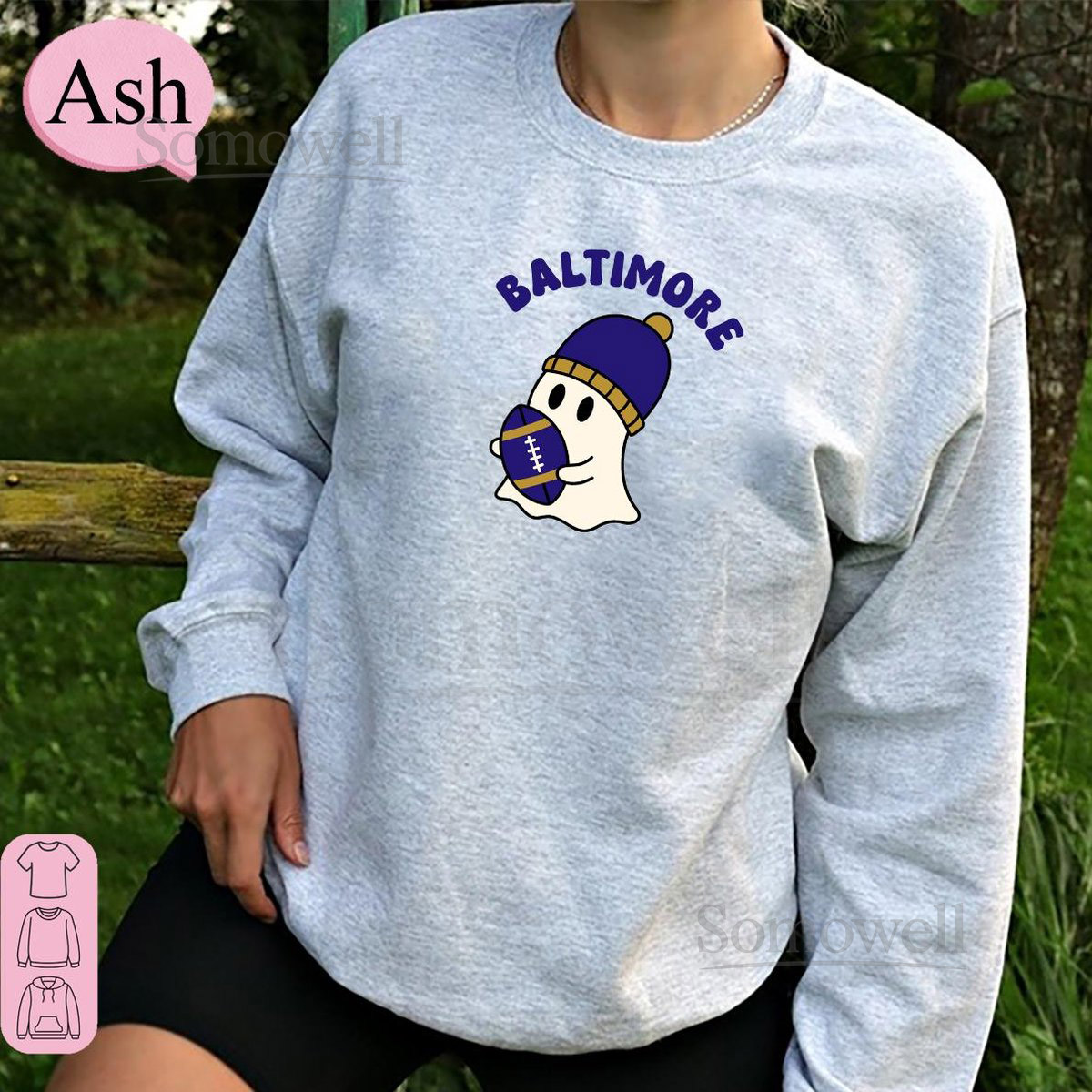 Baltimore Ghost Football Shirt Spooky Game Day Apparel Football Season Trendy Fan Gift Game Day Shirt Team Crewneck Baltimore Fan Tee_133