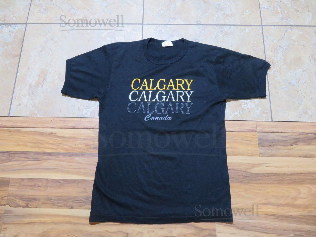Vintage Calgary Canada Black Gold Ringer 5050 T-shirt Sz M-L Destination Souvenir_414