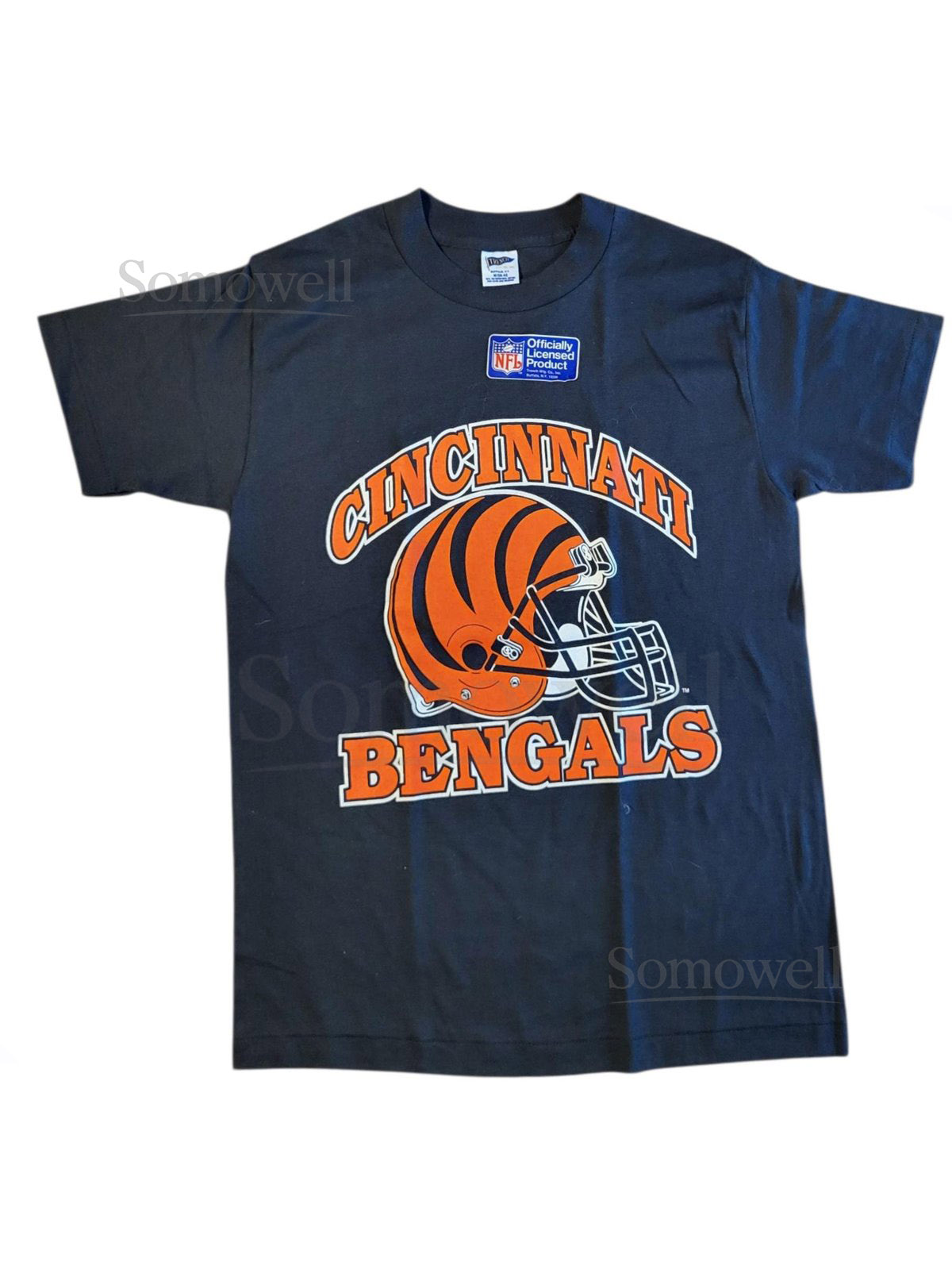Vintage Cincinnati Bengals NFL T-Shirt 80s Trench Mfg Co. Official Licensed Tee Black Orange Football Fan Gear_1084