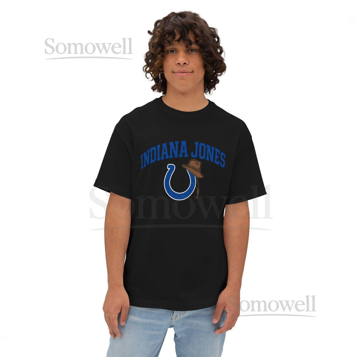 Vintage Indiana Colts Tee Daniel Jones Oversized Bo_974