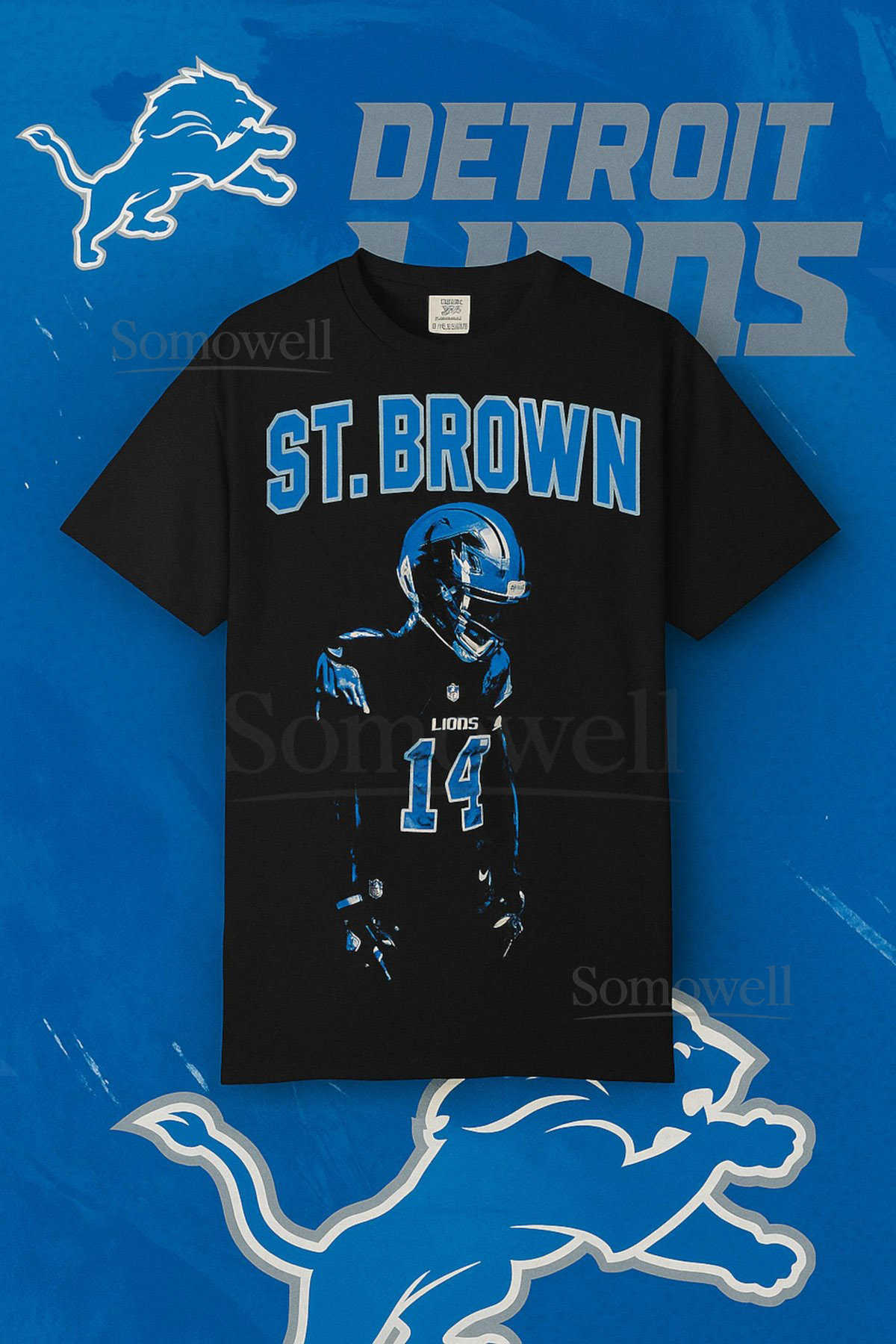 Vintage Bootleg Amon-Ra St. Brown 14 Detroit Football T-Shirt Retro Sports Fan Tee_702