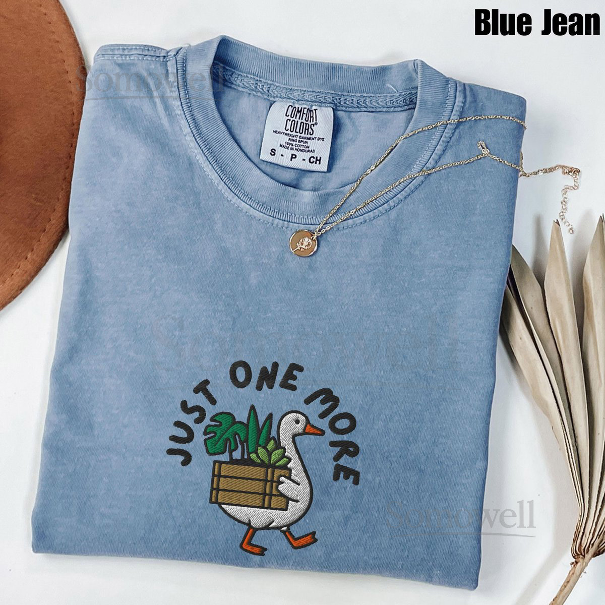 Embroidered Just One More Goose Comfort Colors Shirt Plant Lady Gift Tee Houseplant Lover Top Botanical Embroidery Nursery Outfit_77